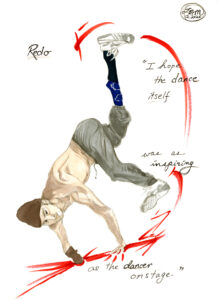 Illustration of Redo doing a handstand