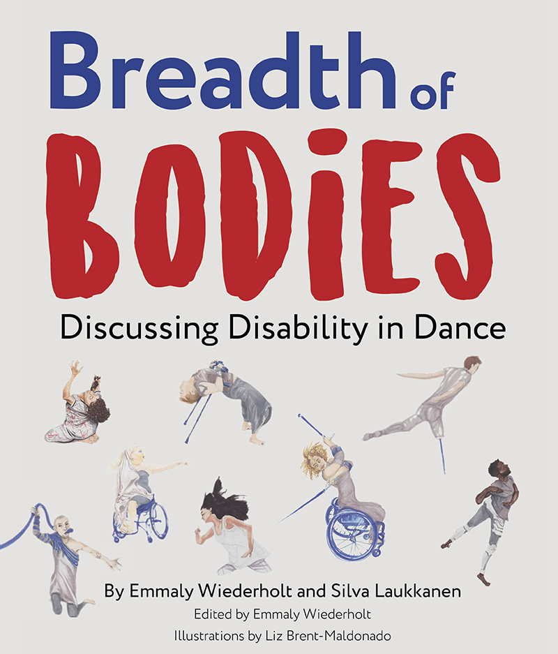 Book cover showing "Breadth of Bodies" in blue and red typeface and small figurines of dancers below.