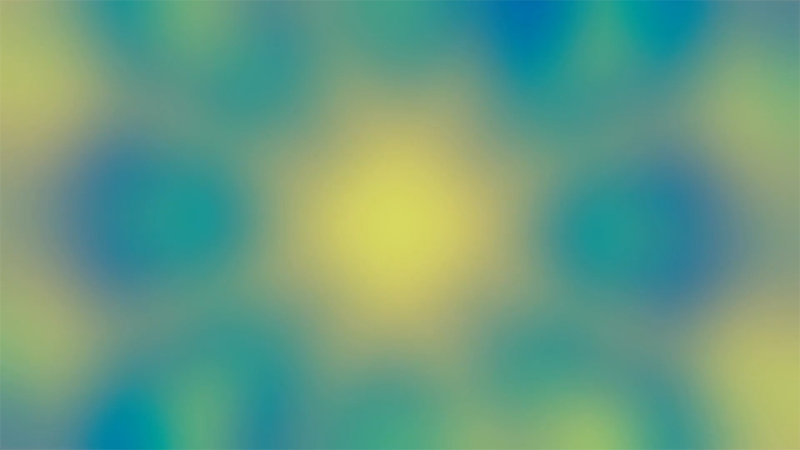 A kaleidescope of blue, yellow and green shapes.