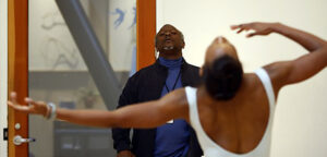 Robert Moses and dancer Crystaldawn Bell in rehearsal, photo by Steven Disenhof