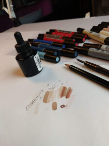 Art supplies for illustrating the Discussing Disability in Dance Book Project