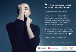 Image of a dancer with text about mental health