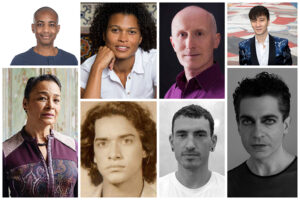 A collage of eight headshots