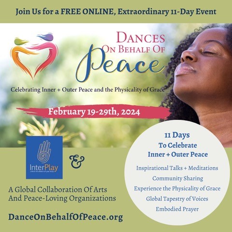 A flier with the participation info for Dance on Behalf of Peace